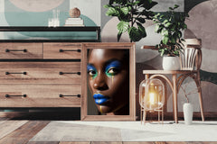 African Women Makeup With Blue Color Wall Art