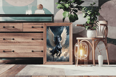 Black Unicorn With Horns Animal Wall Art