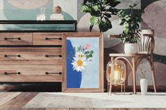 Flowers With Blue Vase Wall Art