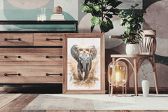 Elephant Running in Dirt Animal Wall Art