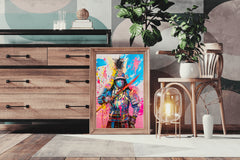 Futuristic Samurai Warrior in Vibrant Colors Wall Art