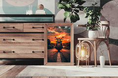 Motorcycle in Sunset Wall Art