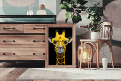 Yellow Cool Look Giraffe With Goggle Wall Art