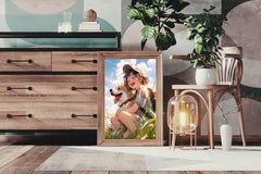 Portrait of cute dog in anime style with owner Wall Art - beink online art store