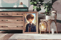 Anime style portrait of young Student school in Uniform  Wall  Art