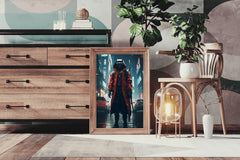 Cyberpunk Warrior In Urban Scenery Anime Wall Art