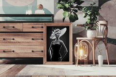 Elegant Women with Hat Black & White Wall Art