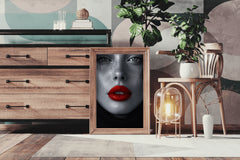 A Woman face With Red Lipstick Wall Art