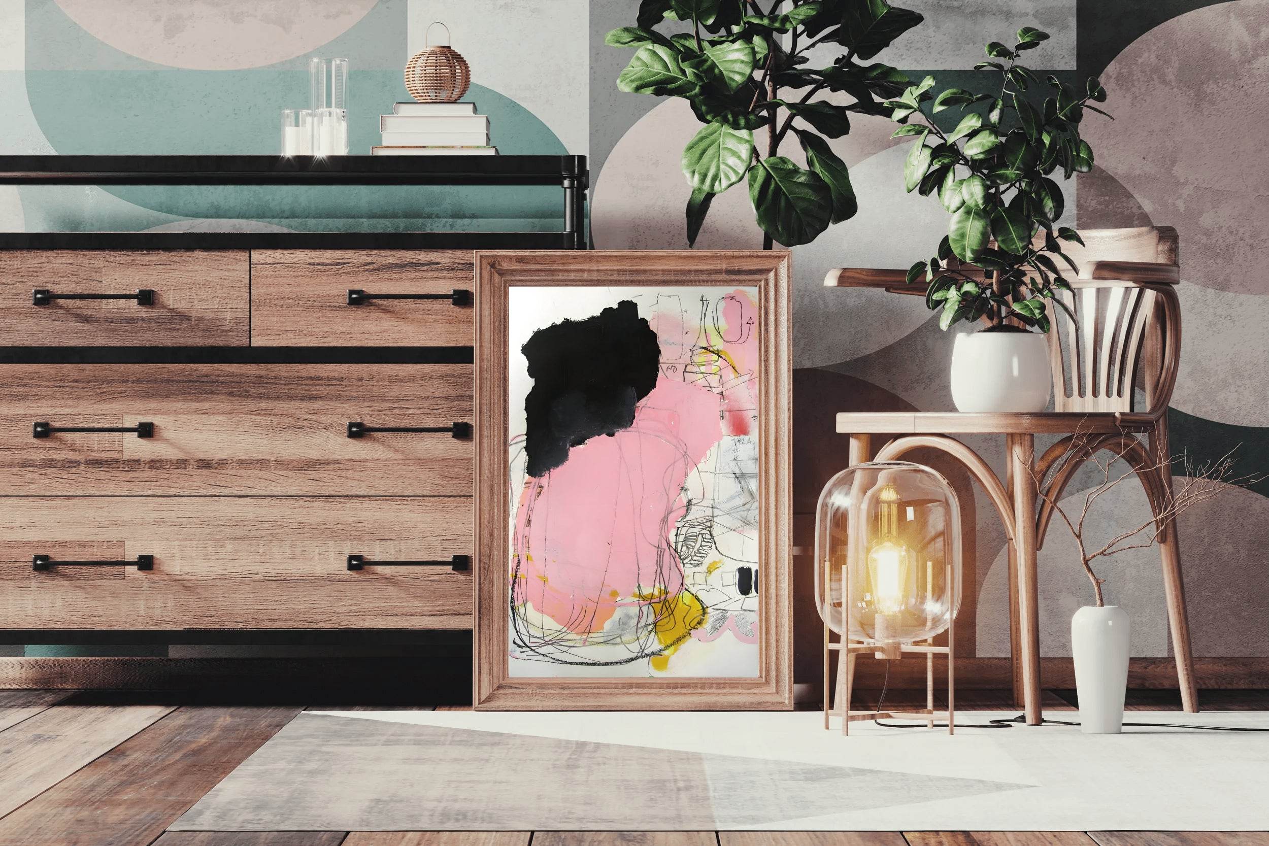 Pink and Black Chaos Modern Wall Art - beink online art store