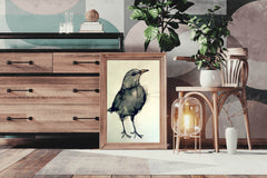 Black Bird - Watercolor Modern Wall Art - beink online art store