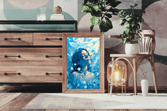 Girl Underwater Anime Wall Art