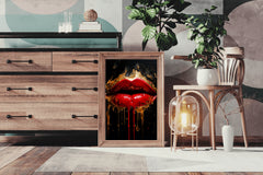 Oil Painting Of A Beautiful Woman's Lips