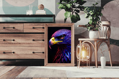 Golden Eagle Painted Blue and Pink Bird Wall Art