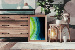 Dark and Green Waves Abstract Wall Art