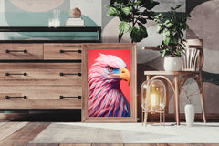 Pink and Blue Painted Eagle Bird Wall Art