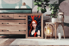 Red Hair Lady with Black Dress Wall Art - beink online art store
