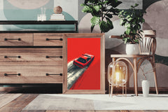 Red Sports Car & Red Background Wall Art