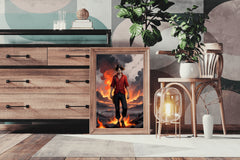 Monkey D. Luffy With Fire Background  Anime Wall  Art