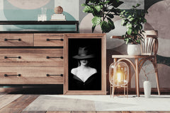 Elegant Lady With Hat Black & White Wall Art