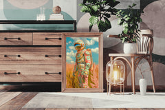 An astronaut in a space suit in a flower field wall art - beink online art store