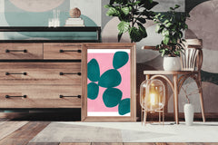 Jade Green Stone With Pink Background Wall Art