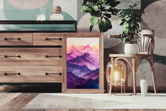 Colorfull Watercolor Mountain Wall Art