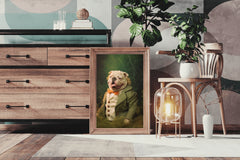 Comical Bulldog Wearing Coat Animal Wall Art