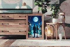 Anime scene of a Man and a Woman Walking Down Under the Moon Anime Wall  Art