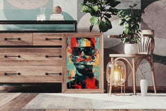 Oil Paint Strokes of Funky Man With Glasses Wall Art