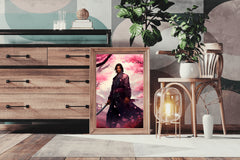 Slender Male Samurai With Short Black Hair Anime Wall Art