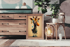 Cartoon Giraffe With Flower Animal Wall Art