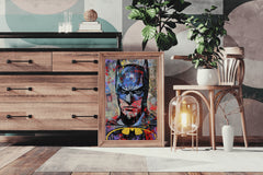 Watercolor Painting of Batman Face Wall Art