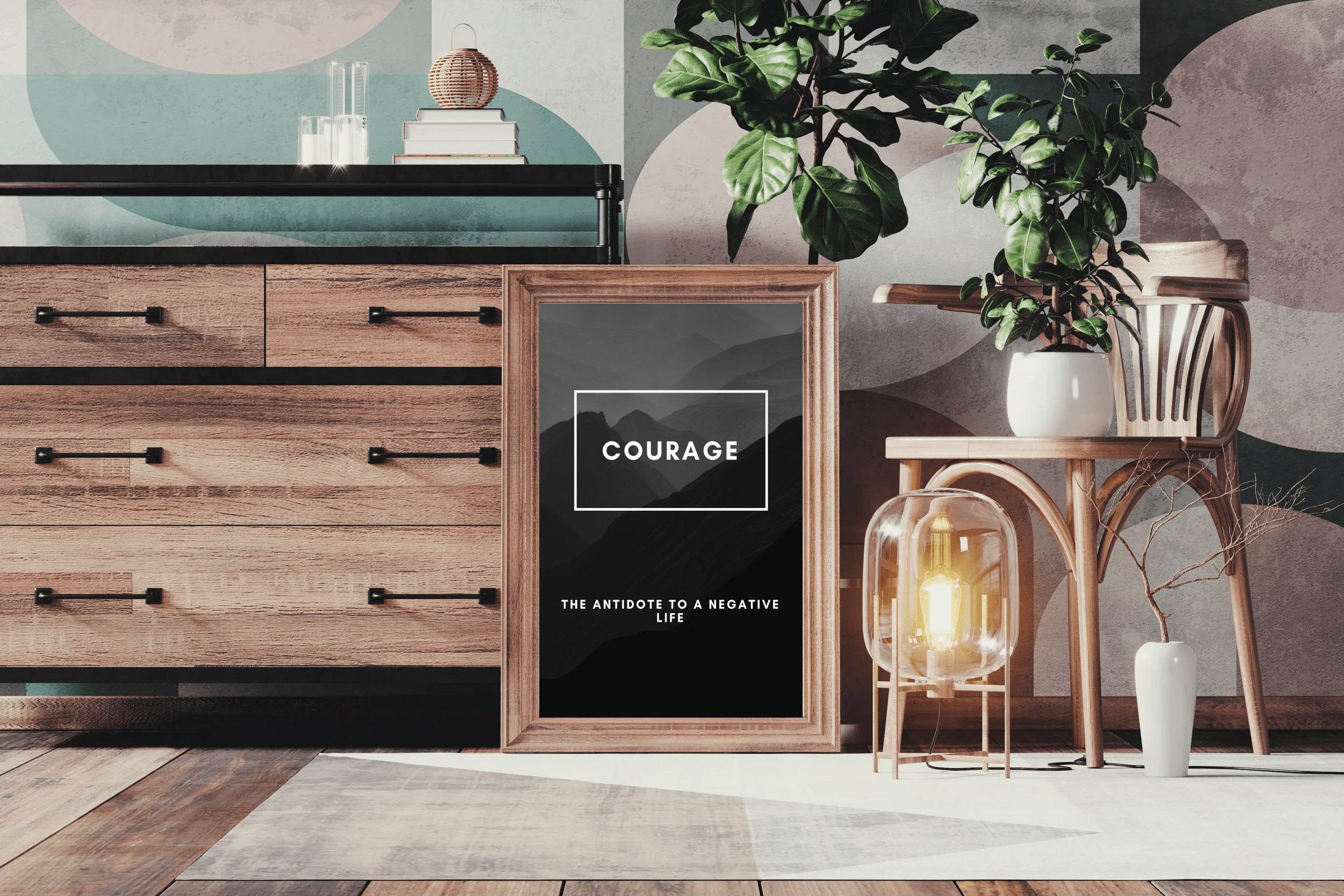 Courage Overcomes Motivational Wall Art - beink online art store