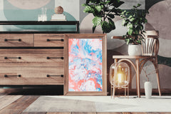 Spread of Aqua Pink Oil Paint Abstract Wall Art