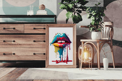 Woman Lips With Colorful Lipstick Wall Art