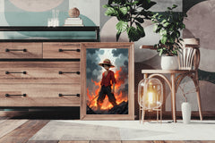 Monkey D. Luffy on Fire Anime Wall Art - beink online art store