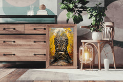 Painting Of A Chair Made Of Daggers And Swords Wall Art