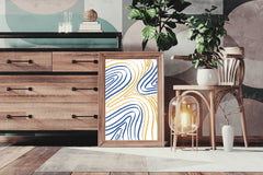 Blue And Yellow Wavy Lines Wall Art