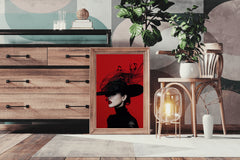 Elegant Lady With Black Hat Modern Wall Art