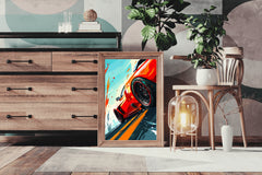 Ferrari Red Cartoon Style Wall Art