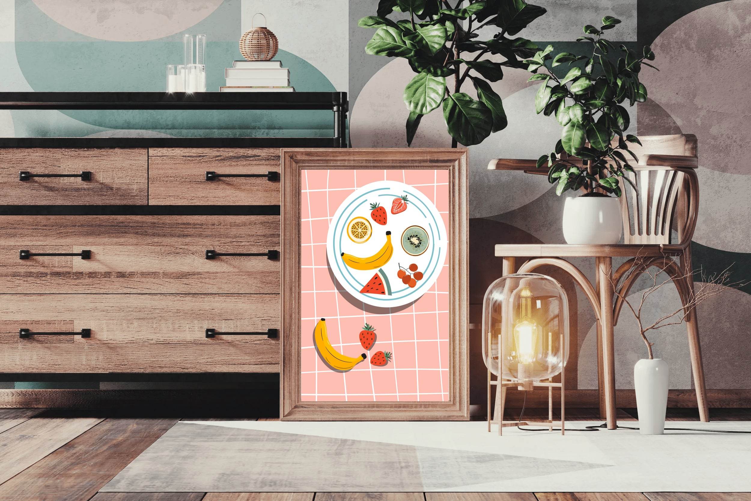 Painting a Plate Full of Fruit Wall Art - beink online art store