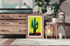 Vibrant Green Saguaro Cactus Wall Art