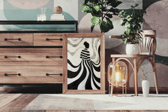 Swirling Silhouette-Black and White stripes Modern Art