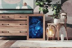 Space with stars blue and black background wall art