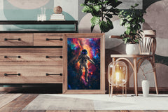 An Astronaut in Colorful Space Artwork