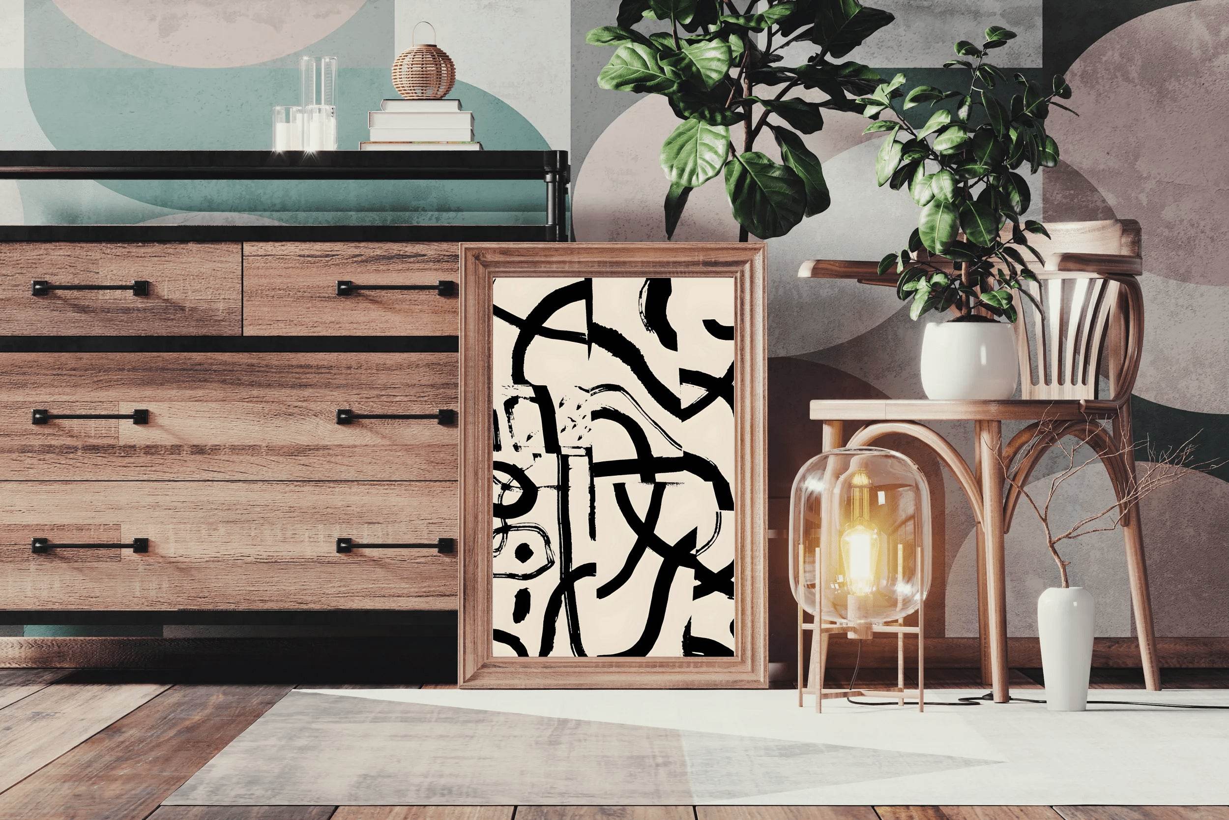 Black Ink Scribble Modern Wall Art - beink online art store