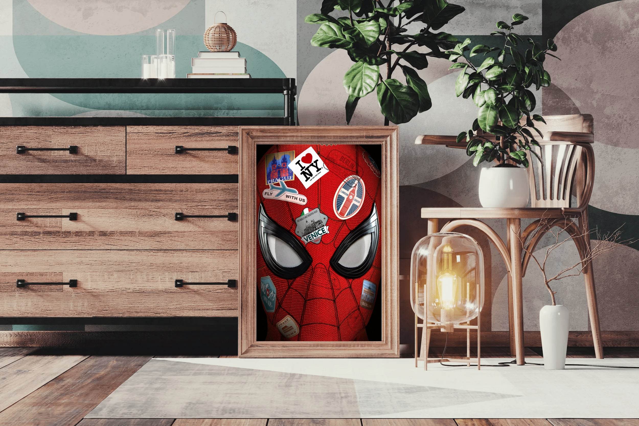 Spider Man Mask with Sticker on Mask Wall Art - beink online art store