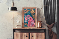 Handmade Tiger Painting with Palm Leaves - beink online art store