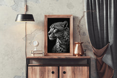 South African Cheetah Black & White Wall Art - beink online art store