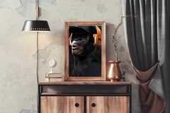 Monkey With Headphones Wall Art